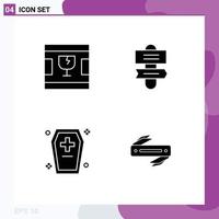 Group of 4 Solid Glyphs Signs and Symbols for broken dreadful shapes sign system horrible Editable Vector Design Elements