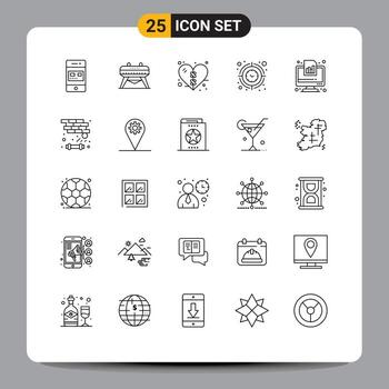 25 temático vector líneas y editable símbolos de negocio hora vendaje objetivo reloj editable vector diseño elementos