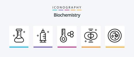 Biochemistry Line 5 Icon Pack Including laboratory. cell. fire. biology. torch. Creative Icons Design vector