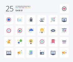 Ux And Ui 25 Flat Color icon pack including parameters. options. padlock. tea time. refreshment vector