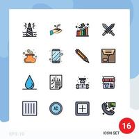 Universal Icon Symbols Group of 16 Modern Flat Color Filled Lines of ireland up finance statistics graph Editable Creative Vector Design Elements