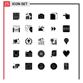 editable vector línea paquete de 25 sencillo sólido glifos de dedo duplicar Boda arco documento ui editable vector diseño elementos