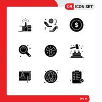 User Interface Pack of 9 Basic Solid Glyphs of zoom tool zoom in configuration maximize money Editable Vector Design Elements