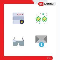 Pictogram Set of 4 Simple Flat Icons of database google glass carnival party mail Editable Vector Design Elements