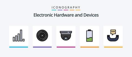 dispositivos línea lleno 5 5 icono paquete incluso favorito. pandereta. llamar. sonido. instrumento. creativo íconos diseño vector