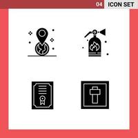 Modern Set of 4 Solid Glyphs and symbols such as geolocation diploma pin security easter Editable Vector Design Elements