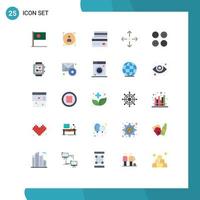 25 Thematic Vector Flat Colors and Editable Symbols of buttons expand path arrow money Editable Vector Design Elements