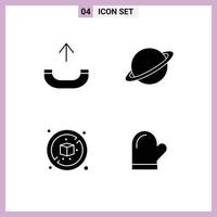 Pictogram Set of 4 Simple Solid Glyphs of call diet planet flag glouve Editable Vector Design Elements