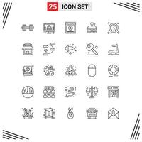 25 Thematic Vector Lines and Editable Symbols of watch construction testing labour vest Editable Vector Design Elements