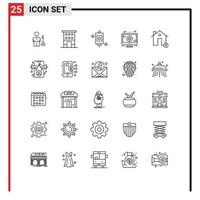 Universal Icon Symbols Group of 25 Modern Lines of monitor treatment buildings perfusion bag Editable Vector Design Elements