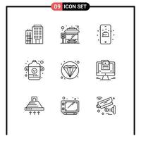 9 Creative Icons Modern Signs and Symbols of computer diamond mobile web infant Editable Vector Design Elements