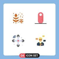 Stock Vector Icon Pack of 4 Line Signs and Symbols for autumn connections leaf ruler internet of things Editable Vector Design Elements