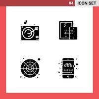 Set of 4 Modern UI Icons Symbols Signs for audio color palette mobile technology sample Editable Vector Design Elements