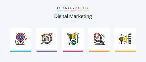 digital márketing línea lleno 5 5 icono paquete incluso Boletin informativo. correo electrónico. digital. digital. en línea. creativo íconos diseño vector