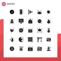 25 Thematic Vector Solid Glyphs and Editable Symbols of christmas disease algorithm bacteria india Editable Vector Design Elements