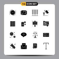 Pictogram Set of 16 Simple Solid Glyphs of storage drawer cereal document flower Editable Vector Design Elements