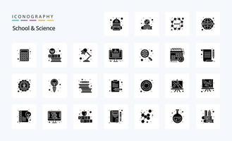 25 School And Science Solid Glyph icon pack vector