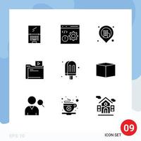 Set of 9 Modern UI Icons Symbols Signs for drink video development movie map Editable Vector Design Elements