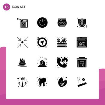 Set of 16 Commercial Solid Glyphs pack for arrow encryption user data pongal Editable Vector Design Elements