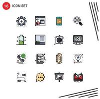 Universal Icon Symbols Group of 16 Modern Flat Color Filled Lines of market mobile development ipad device Editable Creative Vector Design Elements