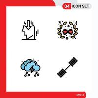 Modern Set of 4 Filledline Flat Colors Pictograph of head rain public decoration light Editable Vector Design Elements