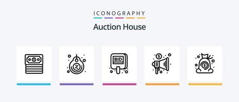 Auction Line 5 Icon Pack Including trade. marketing. tag. advertising. money. Creative Icons Design vector