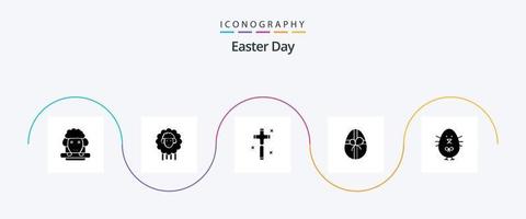 Easter Glyph 5 Icon Pack Including . gift. happy. easter vector