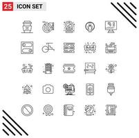 User Interface Pack of 25 Basic Lines of image id planetary user halloween Editable Vector Design Elements