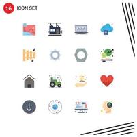 Set of 16 Modern UI Icons Symbols Signs for music custom financial technology cloud Editable Pack of Creative Vector Design Elements