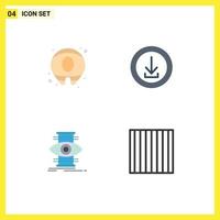 Editable Vector Line Pack of 4 Simple Flat Icons of summer success apps store optimize Editable Vector Design Elements