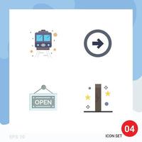 Universal Icon Symbols Group of 4 Modern Flat Icons of rail shop arrow user interface celebration Editable Vector Design Elements