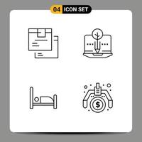 4 Thematic Vector Filledline Flat Colors and Editable Symbols of box hospital logistic content patient Editable Vector Design Elements