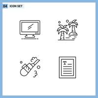 Group of 4 Modern Filledline Flat Colors Set for computer arecaceae imac palm cleaning Editable Vector Design Elements