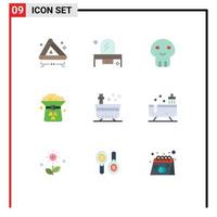 Set of 9 Modern UI Icons Symbols Signs for in green mirror coin death Editable Vector Design Elements