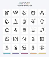 Creative Environment And Eco 25 OutLine icon pack  Such As world. global. like. environment. garbage vector