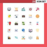 25 Thematic Vector Flat Colors and Editable Symbols of sign view mail target focus Editable Vector Design Elements