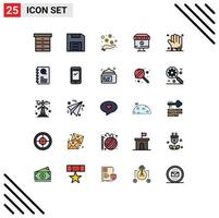 Pictogram Set of 25 Simple Filled line Flat Colors of bloody e cash in hand computer shop Editable Vector Design Elements