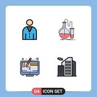 4 Universal Filledline Flat Color Signs Symbols of avatar test people chemistry design Editable Vector Design Elements