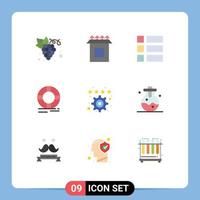 Pictogram Set of 9 Simple Flat Colors of favorite ring frame protection help Editable Vector Design Elements