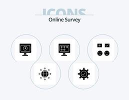 Online Survey Glyph Icon Pack 5 Icon Design. star. monitor . tick. business . online vector