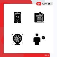 User Interface Pack of 4 Basic Solid Glyphs of mobile party egg save avatar Editable Vector Design Elements