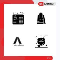 Pictogram Set of Simple Solid Glyphs of book ladder drink ecommerce construction Editable Vector Design Elements