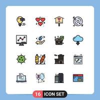 Set of 16 Modern UI Icons Symbols Signs for chart multimedia bird music disk Editable Creative Vector Design Elements