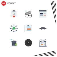 Universal Icon Symbols Group of 9 Modern Flat Colors of data neuron wifi network develop Editable Vector Design Elements