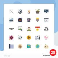 25 User Interface Flat Color Pack of modern Signs and Symbols of items shopping achievement grocery trophy Editable Vector Design Elements