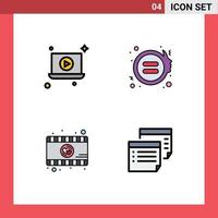 4 Creative Icons Modern Signs and Symbols of laptop video player equality justice notes Editable Vector Design Elements