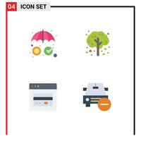 Set of 4 Modern UI Icons Symbols Signs for insurance card protection thanksgiving marketing Editable Vector Design Elements