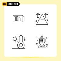 4 Universal Filledline Flat Colors Set for Web and Mobile Applications charge climate simple arrow temperature Editable Vector Design Elements