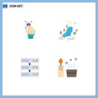 4 Universal Flat Icons Set for Web and Mobile Applications fingerprint clouds scan waterfall backup Editable Vector Design Elements