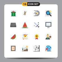 Pack of 16 creative Flat Colors of inbox wide asteroid web space Editable Pack of Creative Vector Design Elements